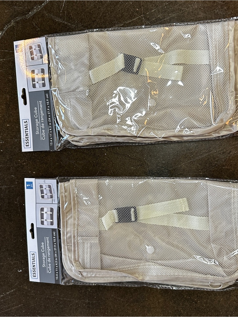 ESSENTIALS Beige Mesh Storage Cube Organizer - Set of 2